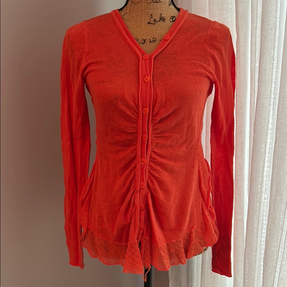 Anthropologie orange fun Button-Up Top